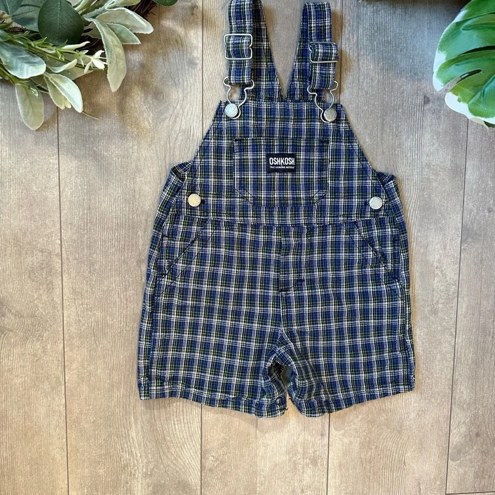Vintage OshKosh B’Gosh Overalls Baby Toddler Boy Plaid Overalls Shortalls